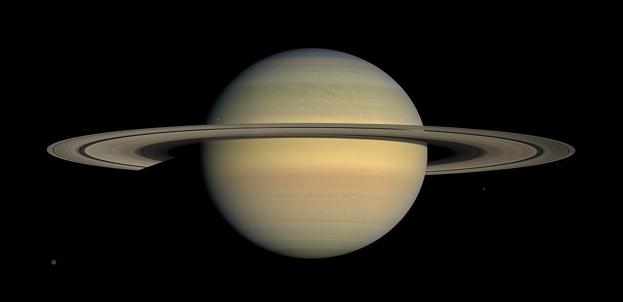 Saturn and its bright rings