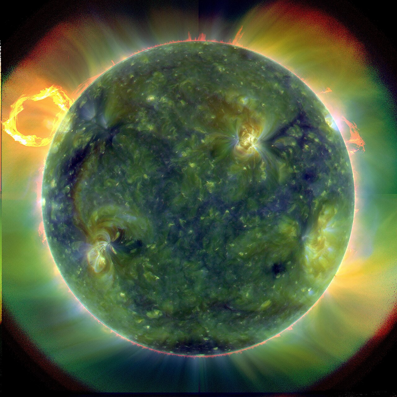 The Sun photographed in ultraviolet light, glowing orange